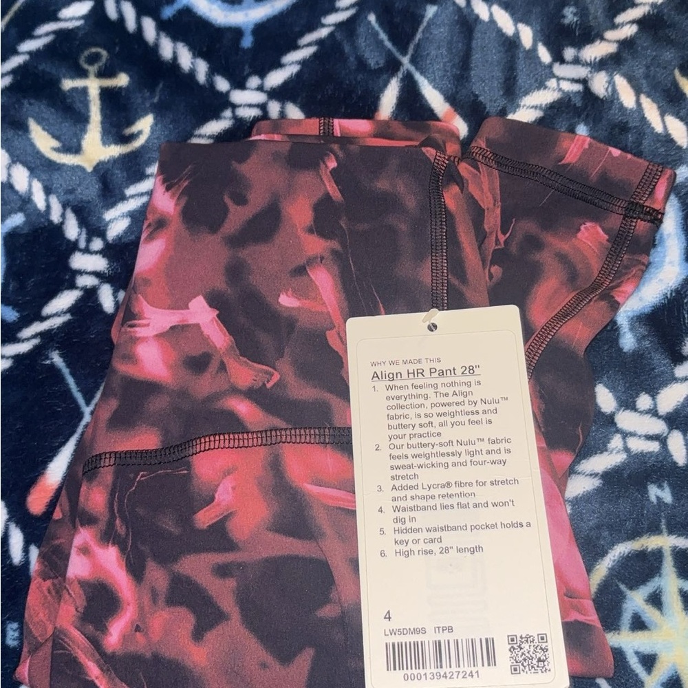 Lululemon Athletica Pink and Black Floral Leggings